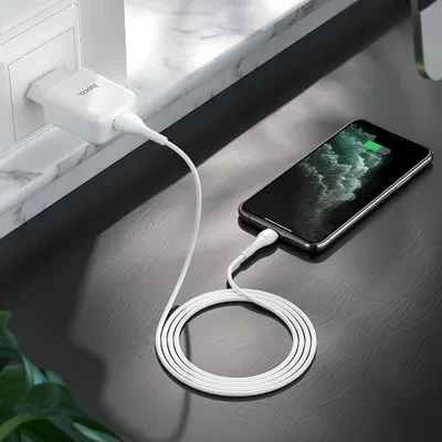 Adapter punjač USB-A Lightning HOCO bijeli sa kablom
