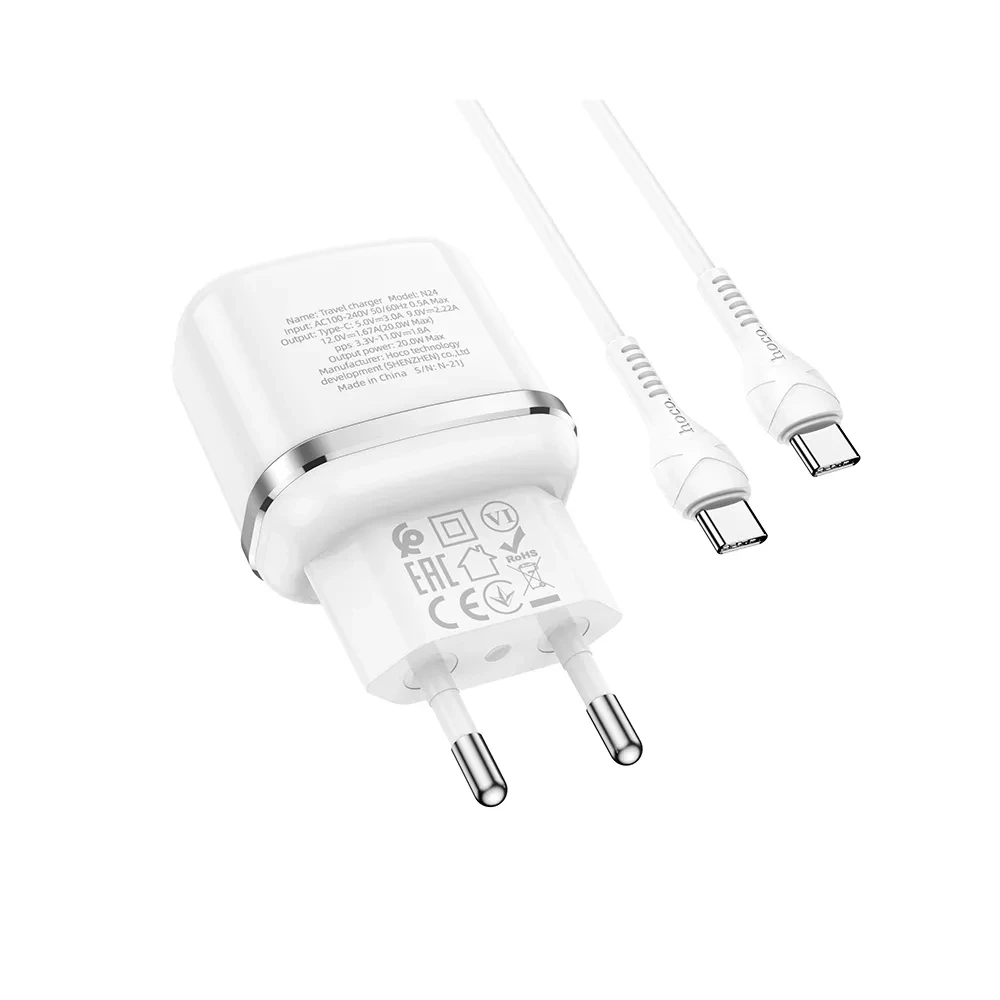 Punjač i kabal  HOCO N24 USB-C 20W bijeli