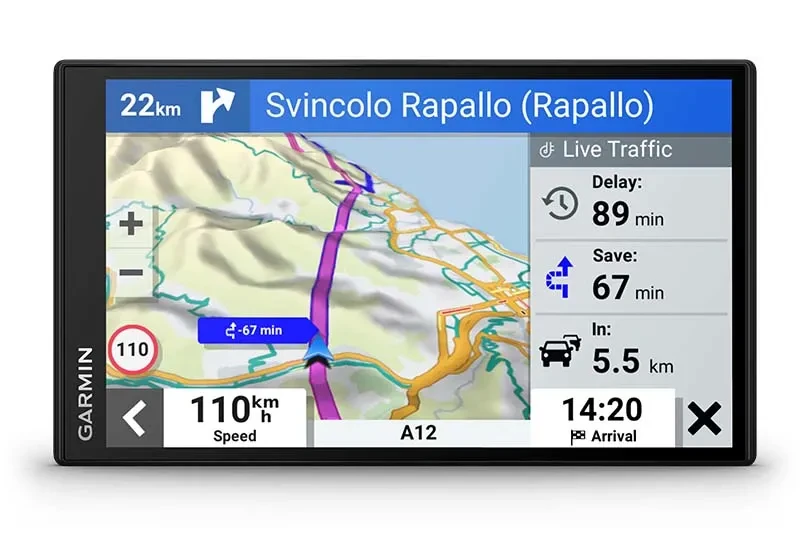 Auto navigacija GARMIN Drivesmart 76 MT-S prikazuje trenutno stanje saobraćaja i vremenske uslove