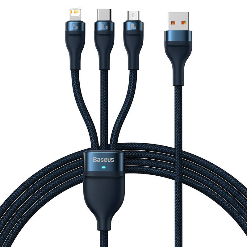 Kabal USB-A na USB-C Micro Lightning BASEUS 3u1 1.2m plavi