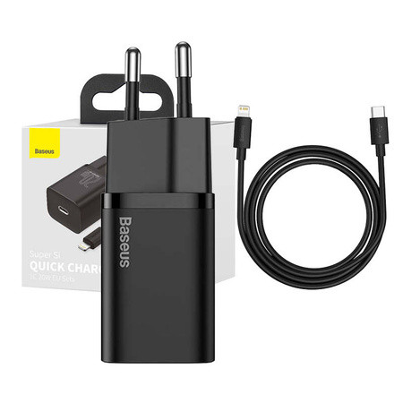 Super brzi punjač 20W sa USB-C kablom 1m BASEUS crni
