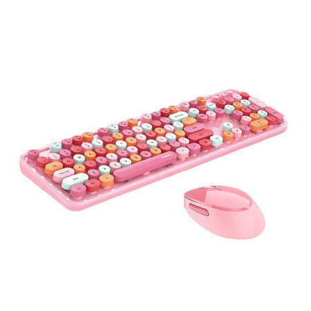 Retro set bežična tastatura i miš MOFII Sweet roza