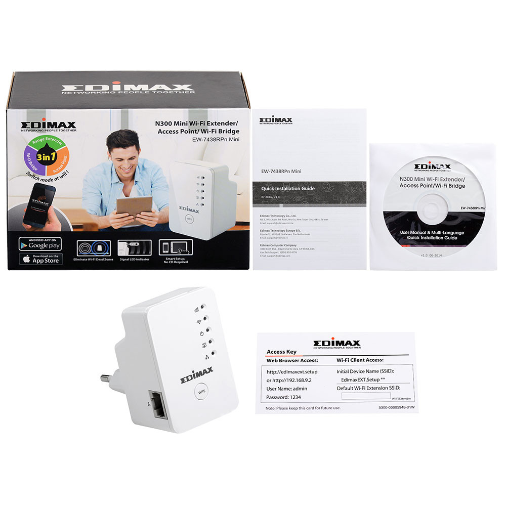 WiFi Ramge extender EDIMAX N300 2.4GHZ 10/100 MBIT