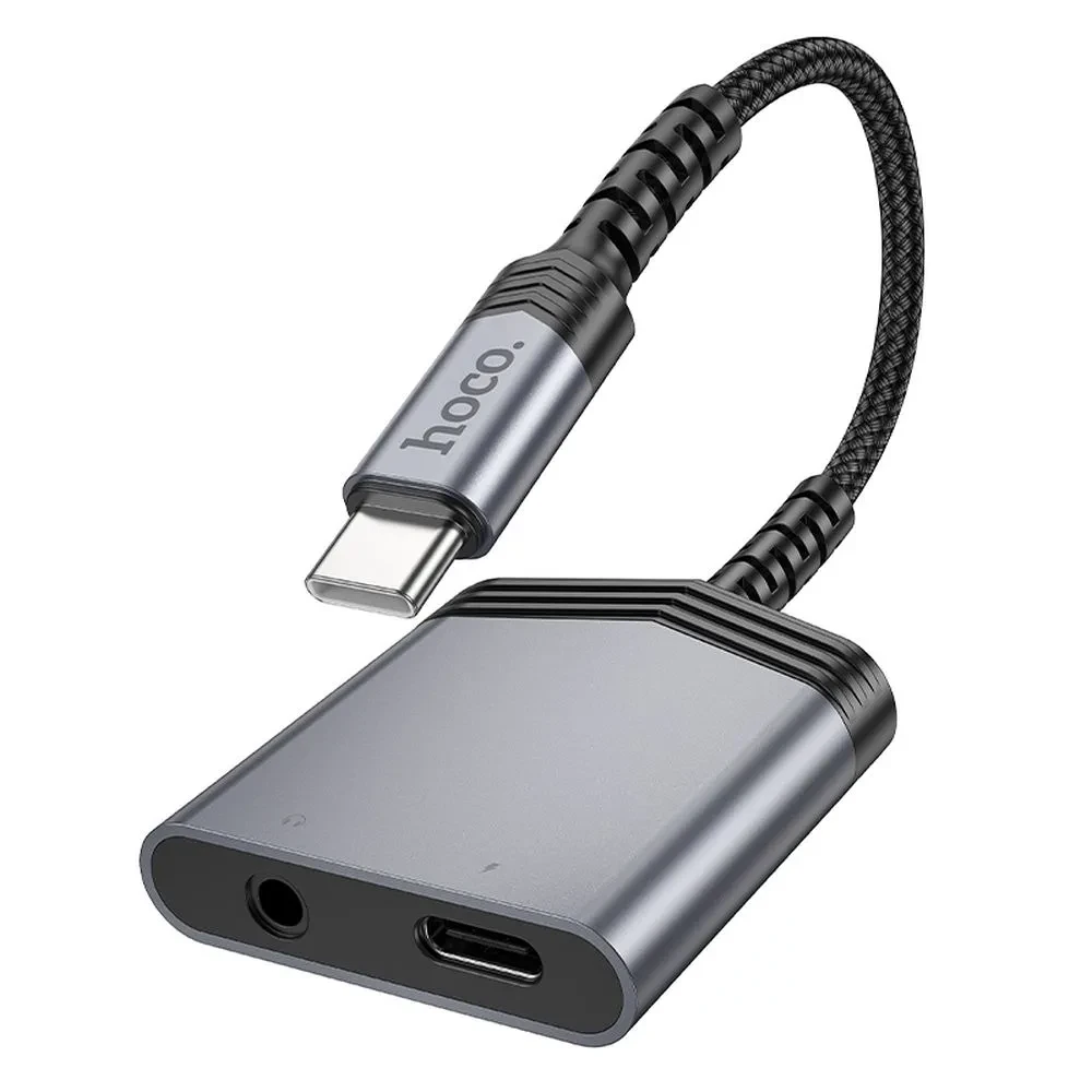 ADAPTER HOCO AUX 2/1 USB-C 3.5MM 27W LS39 METALNO SIVI