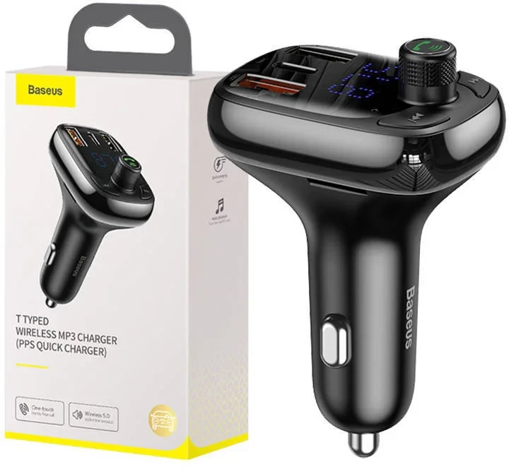 Bluetooth FM transmiter 2XUSB-A USB-C Micro SD BASEUS