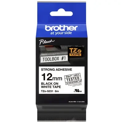 Originalna traka za printer za naljepnice BROTHER TZE-S231 12mm crno na bijelo