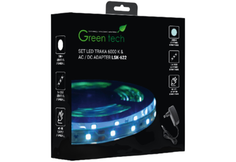 LED traka sa adapterom 4.8W/M 6000K GREEN TECH