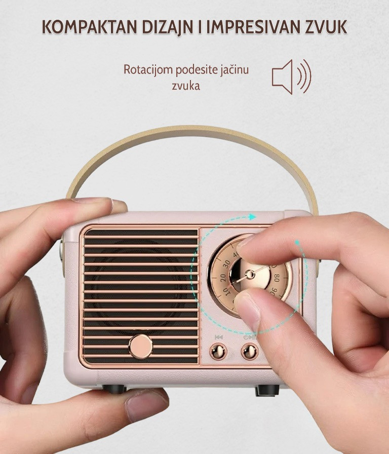 Bežični retro bluetooth mini radio HM11 rozi