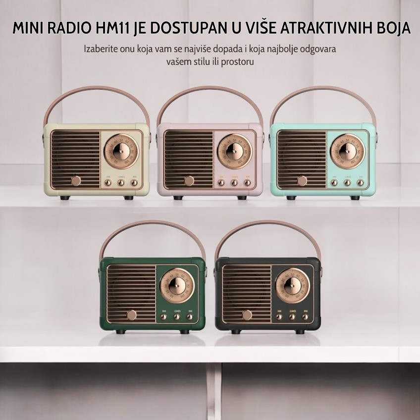 Bežični retro bluetooth mini radio HM11 rozi