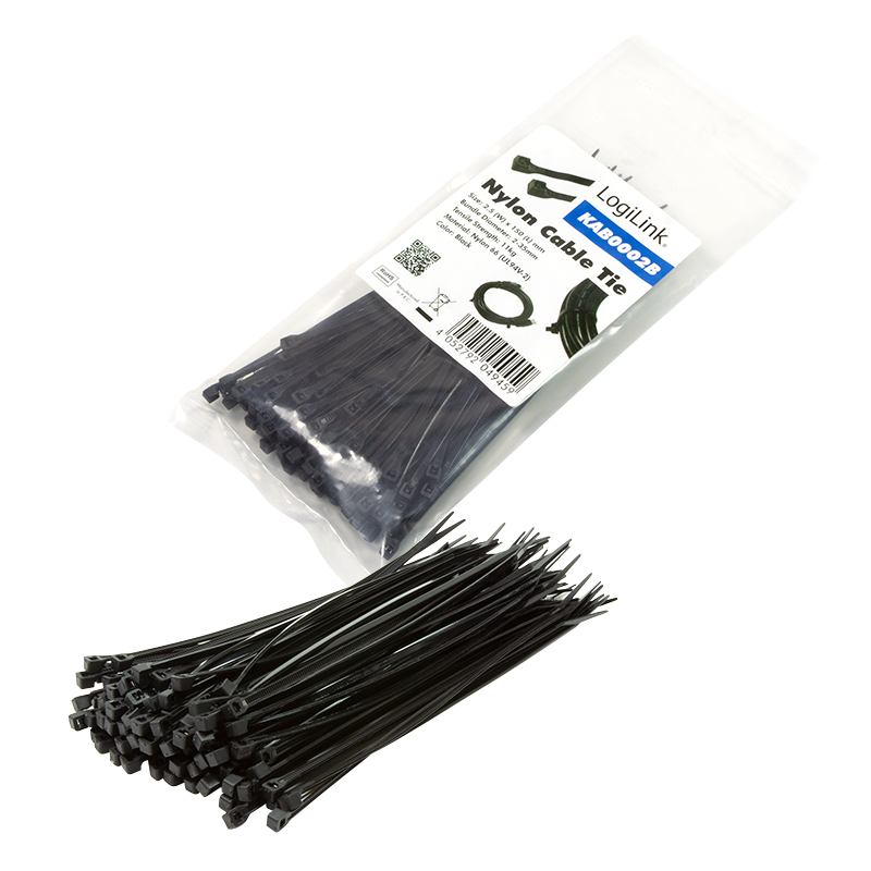 Vezice za kablove 100kom crne LOGILINK