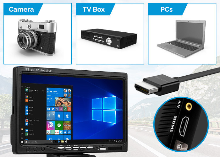 Prijenosni  7" LED TFT ekran sa HDMI VGA i RCA konektorima