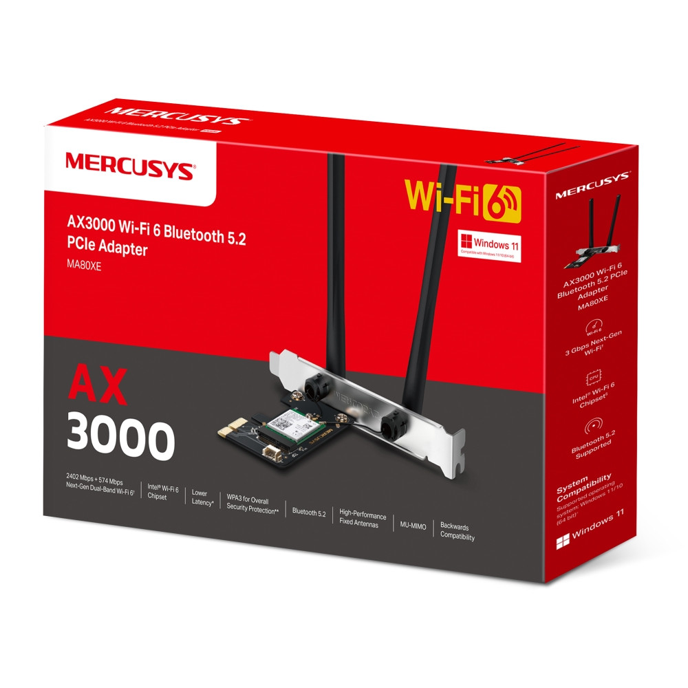 Adapter PCI Express Dual Band WiFi 6 Bluetooth MERCUSYS MA80XE AX3000 - slika 2