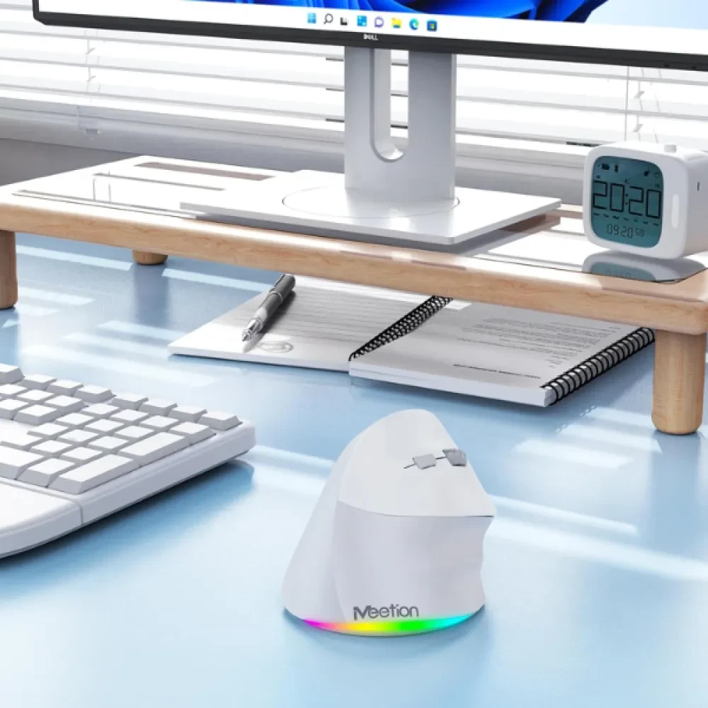 Ergonomski punjivi bežični bluetooth miš za dešnjake MEETION BTM010R bijeli