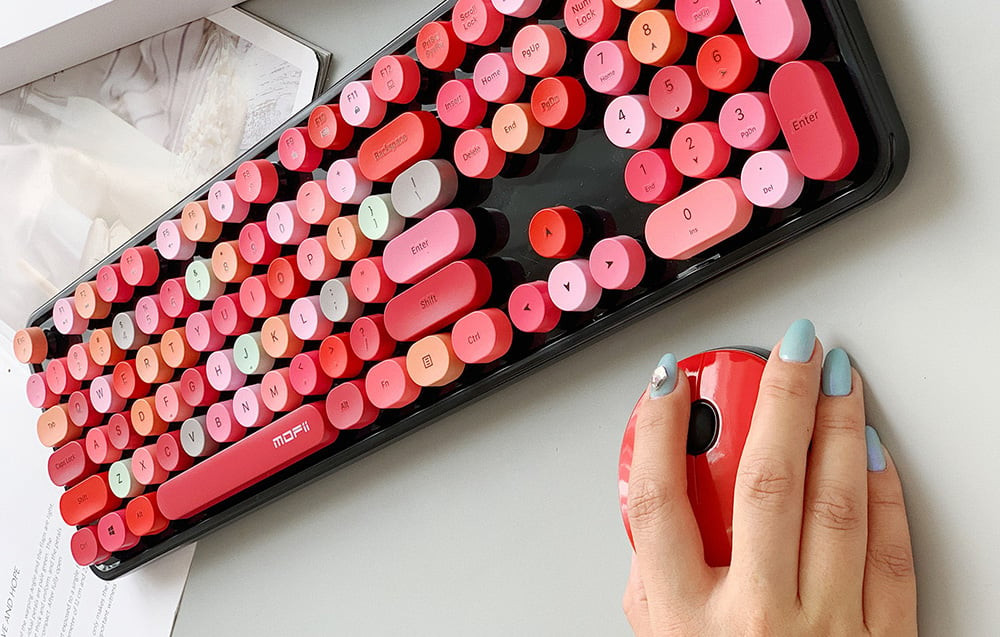 Retro set bežična tastatura i miš MOFII Sweet crno crvena
