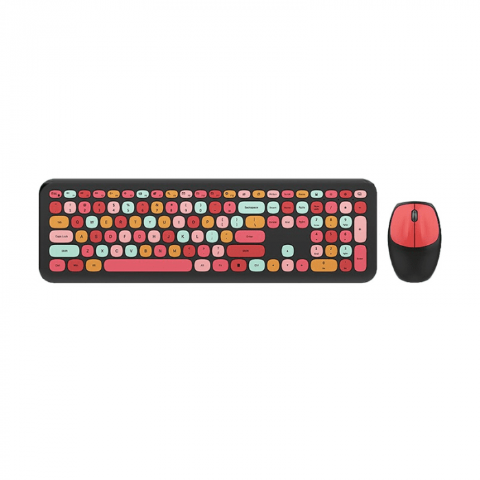 Retro set bežična tastatura i miš MOFII 666 crno crvena