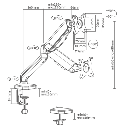 Stolni pokretni nosač za monitor SUPERIOR SUPSPC003
