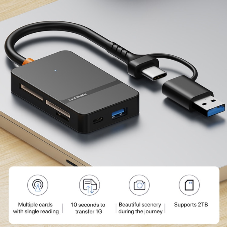 USB-A USB-C čitač memorijskih kartica 8u1 ADS-316
