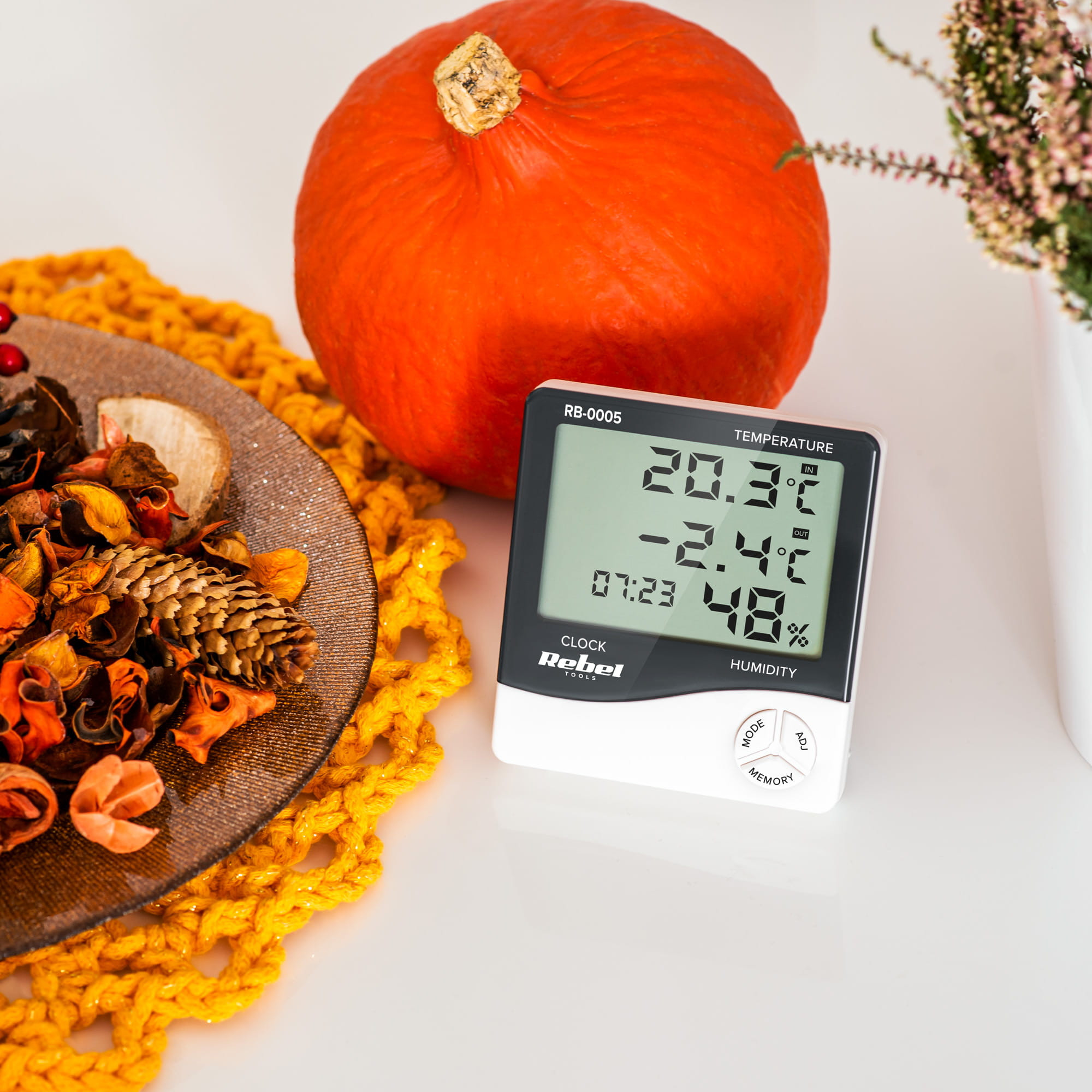 Vremenska stanica vanjska i unutrašnja sa digitalnim satom REBEL