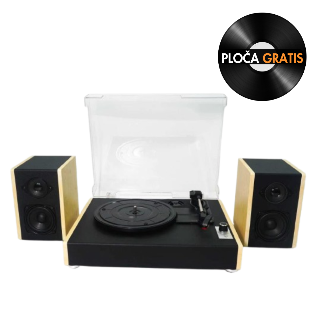Retro bluetooth gramofon sa poklopcem i odvojenim zvučnicima  GM-234BT