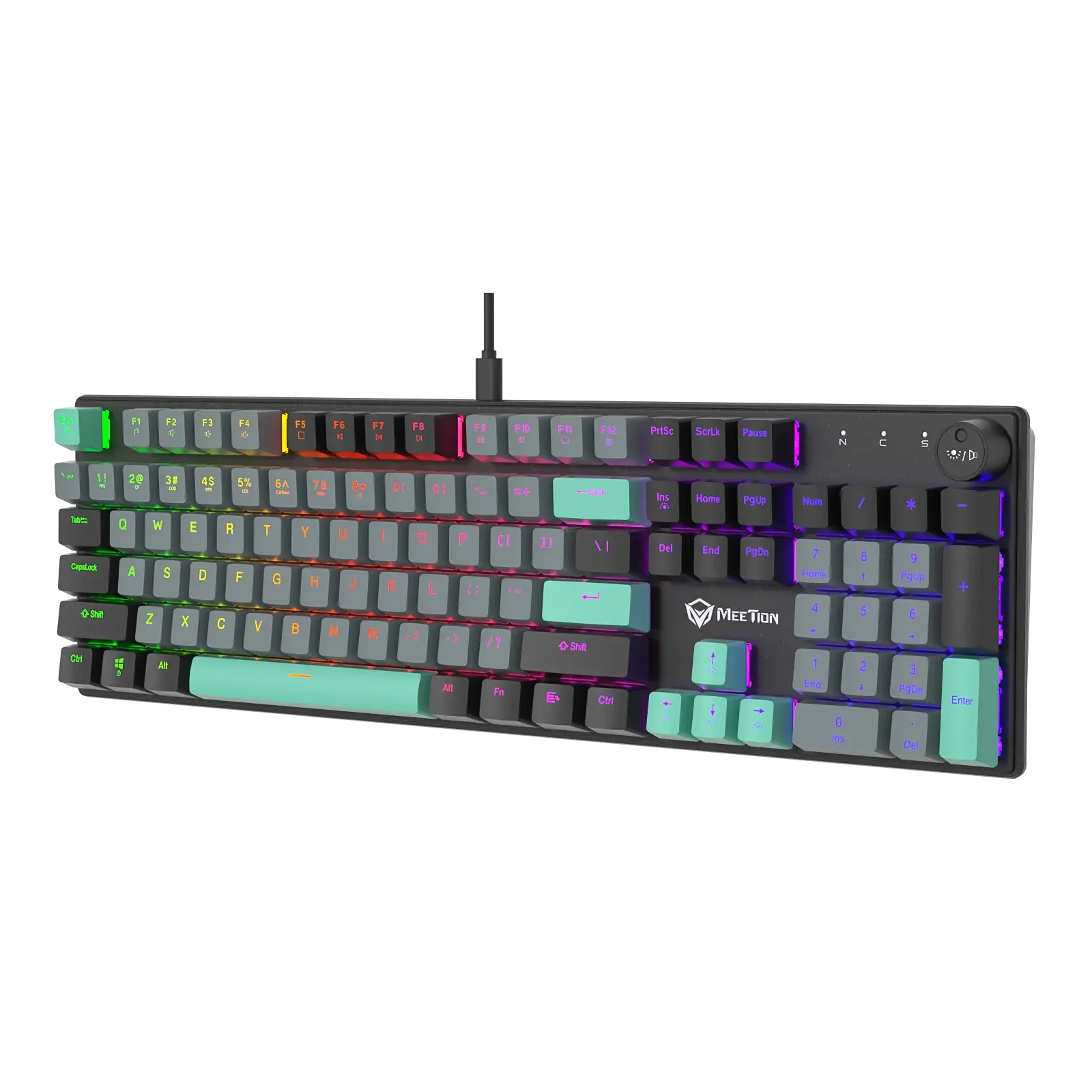Mehanička USB žična gaming tastatura sa RGB osvjetljenjem MEETION MK009RDP crna
