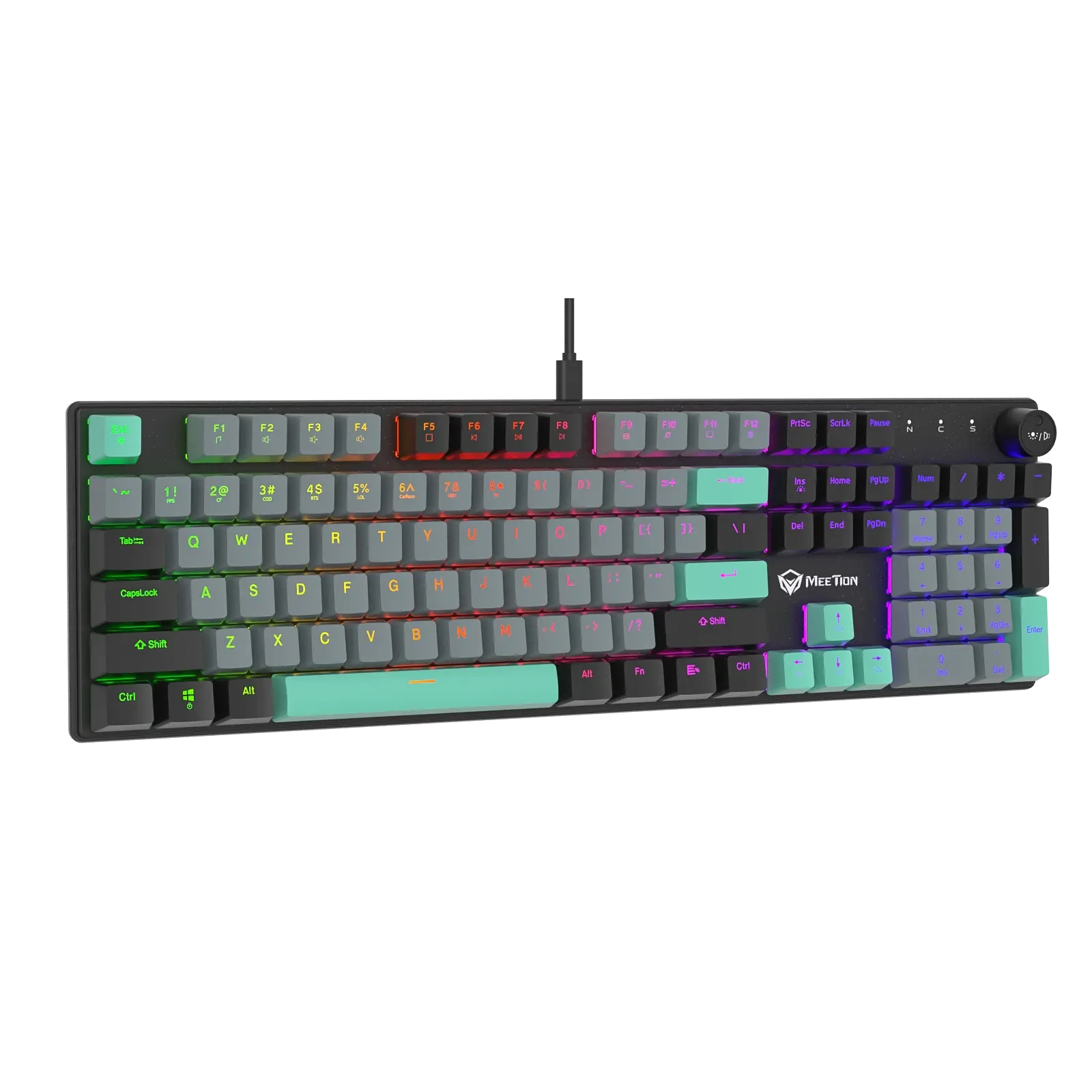 Mehanička USB žična gaming tastatura sa RGB osvjetljenjem MEETION MK009RDP crna