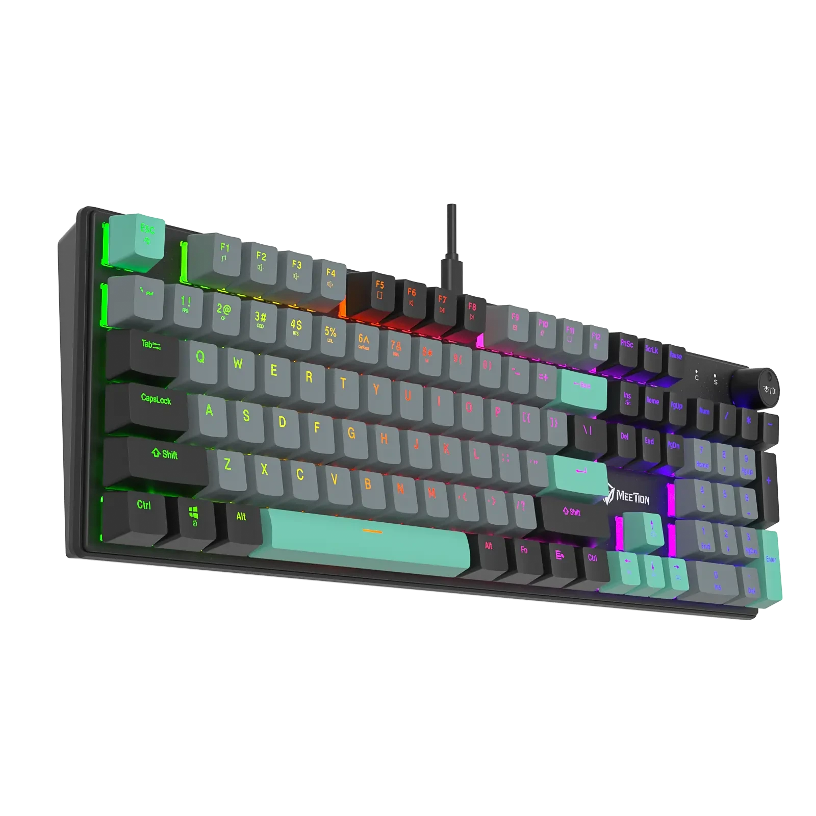 Mehanička USB žična gaming tastatura sa RGB osvjetljenjem MEETION MK009RDP crna