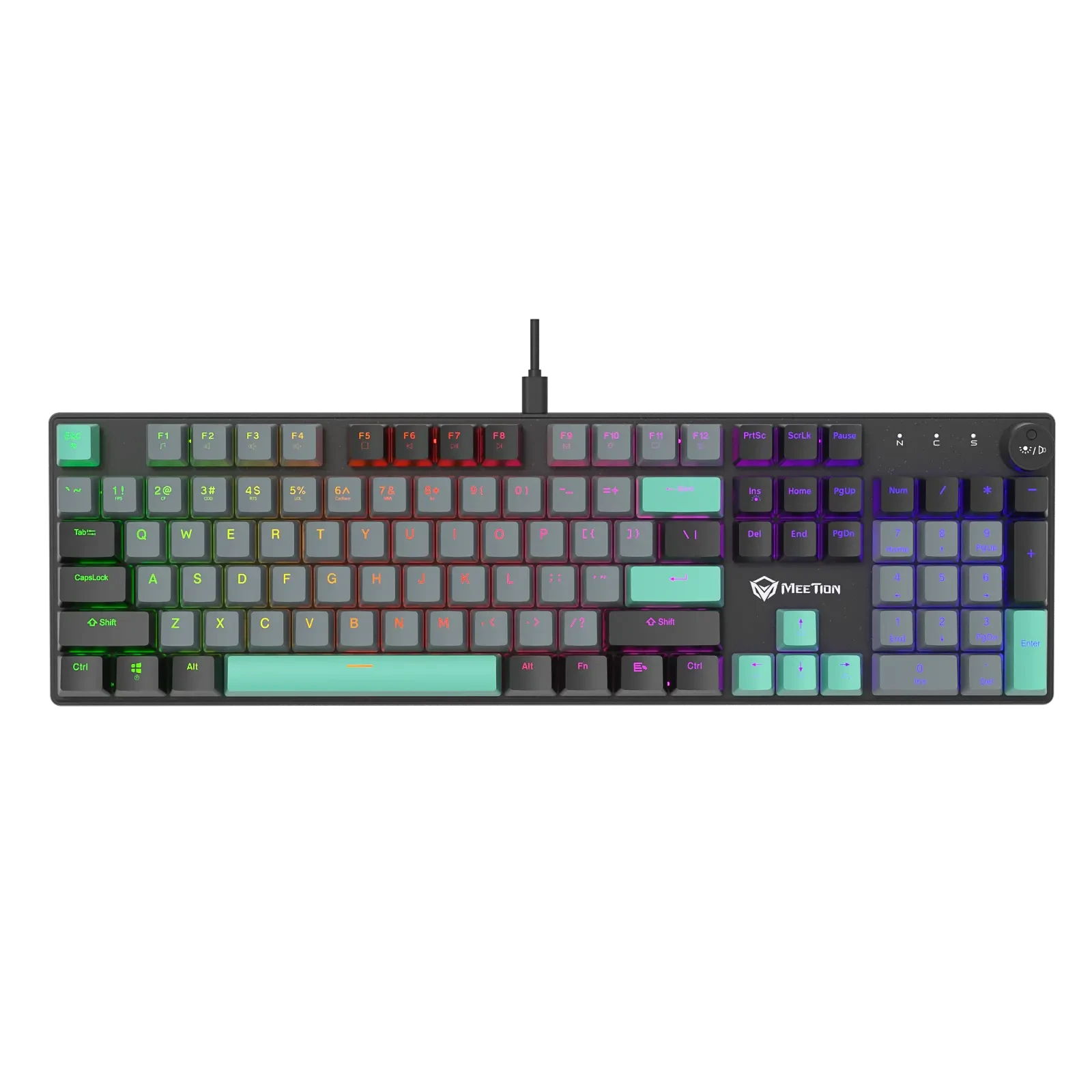 Mehanička USB žična gaming tastatura sa RGB osvjetljenjem MEETION MK009RDP crna