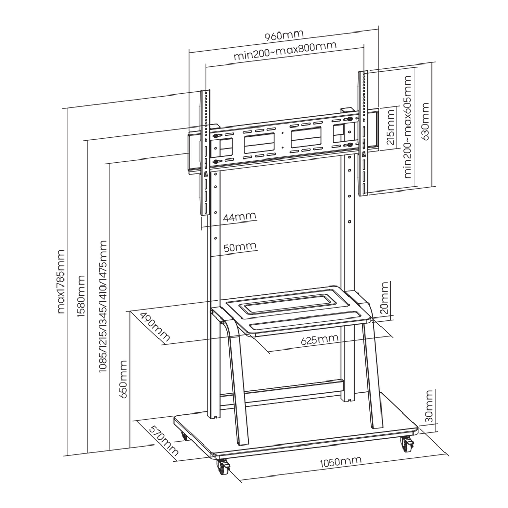 Podni pokretni nosač za TV 37-100" 150kg SBOX FS-1035