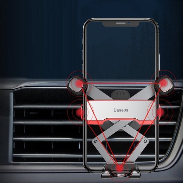 Ventilacijski auto nosač za telefon BASEUS crni