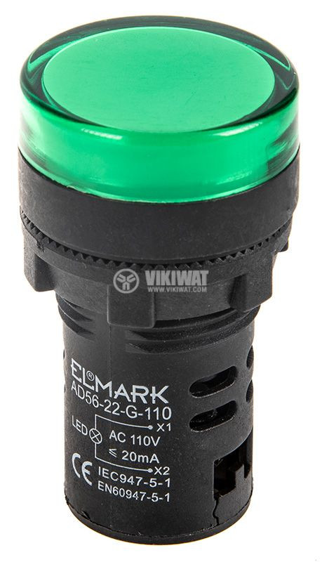 LED indikator 24V AD56D-22-PG-24 ELMARK zeleni