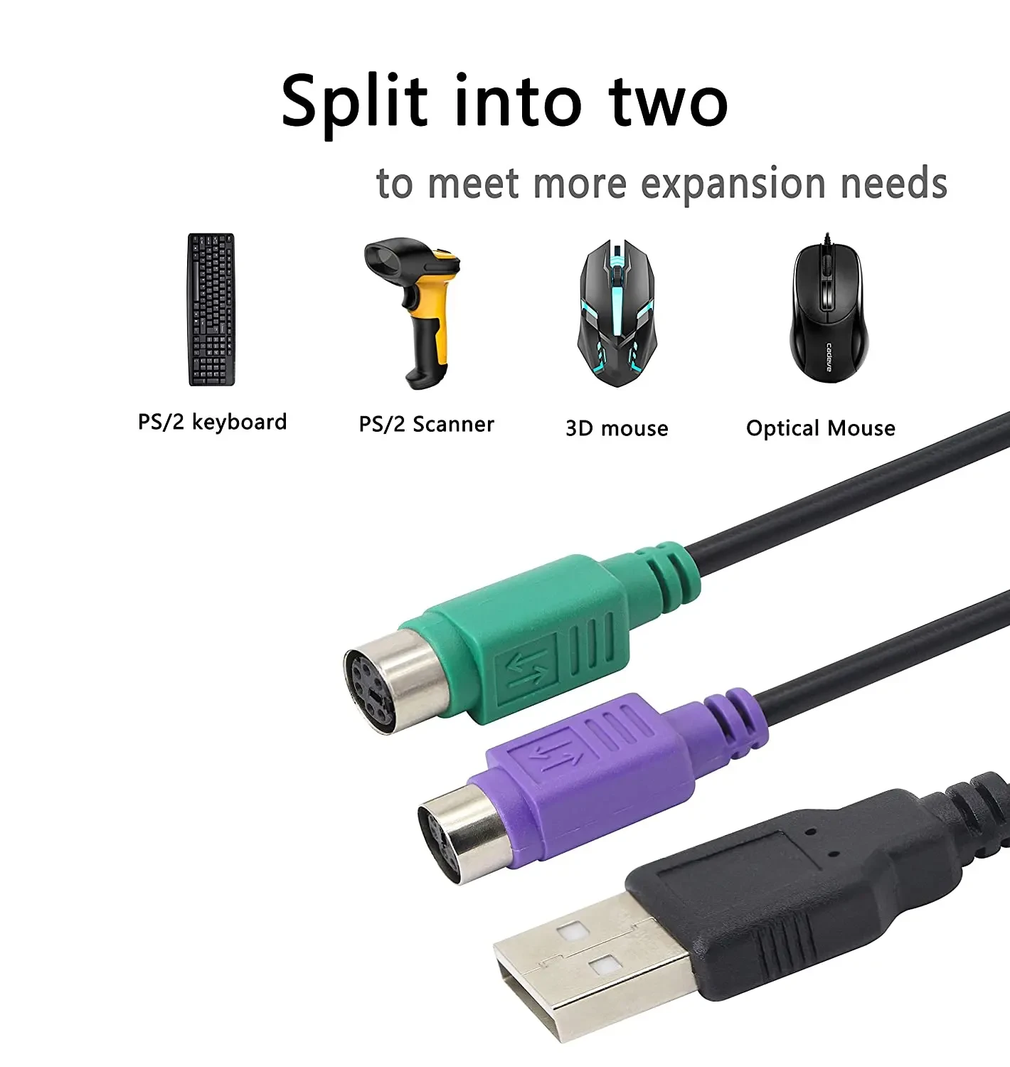 Adapter USB-A na 2xPS/2