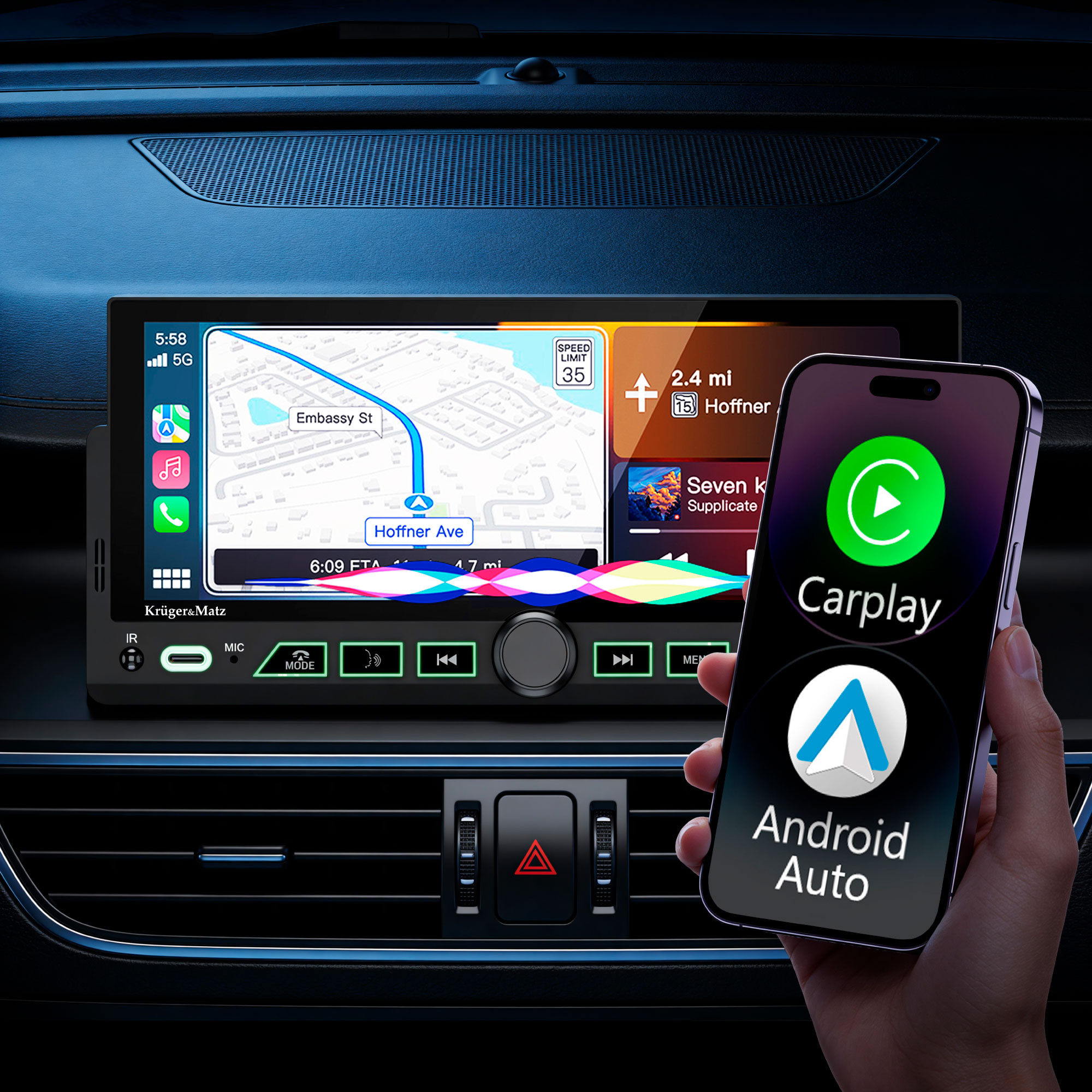 Android auto radio multimedija CarPlay KRUGER&MATZ KM2017 - slika 8