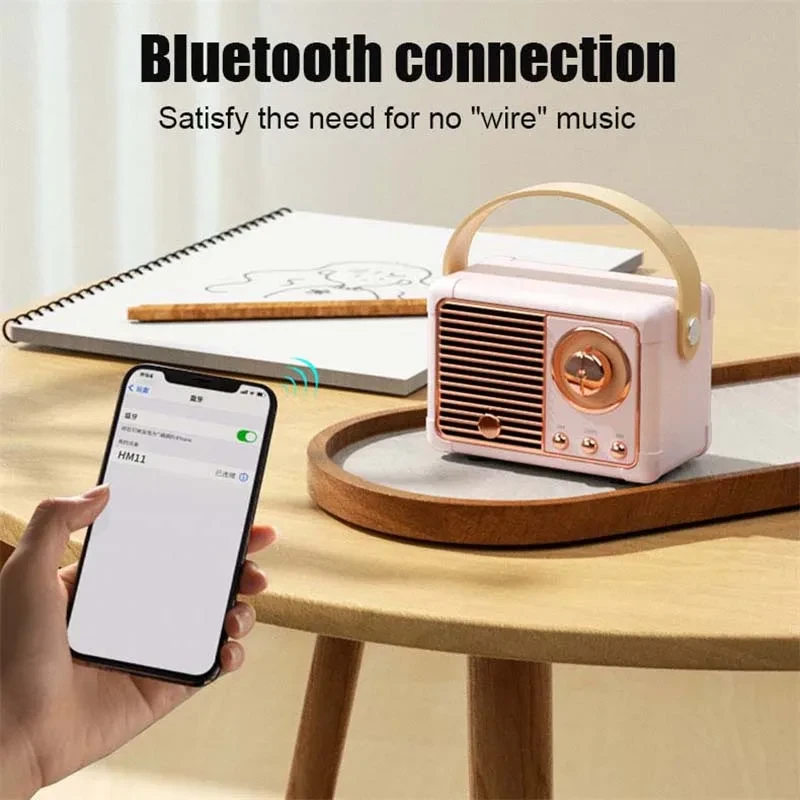 Bežični retro bluetooth mini radio HM11 rozi