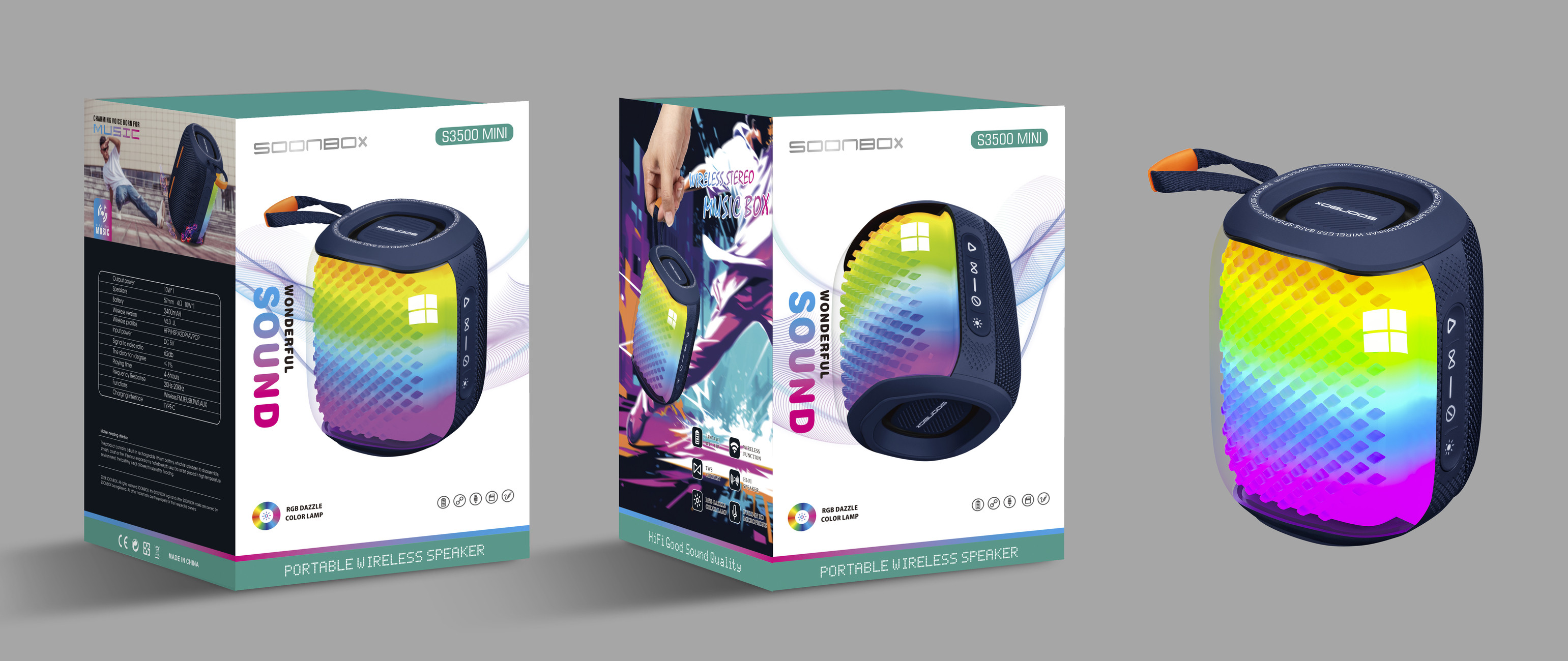 Prijenosni bluetooth zvučnik FM radio SOONBOX S3500MINI plavi