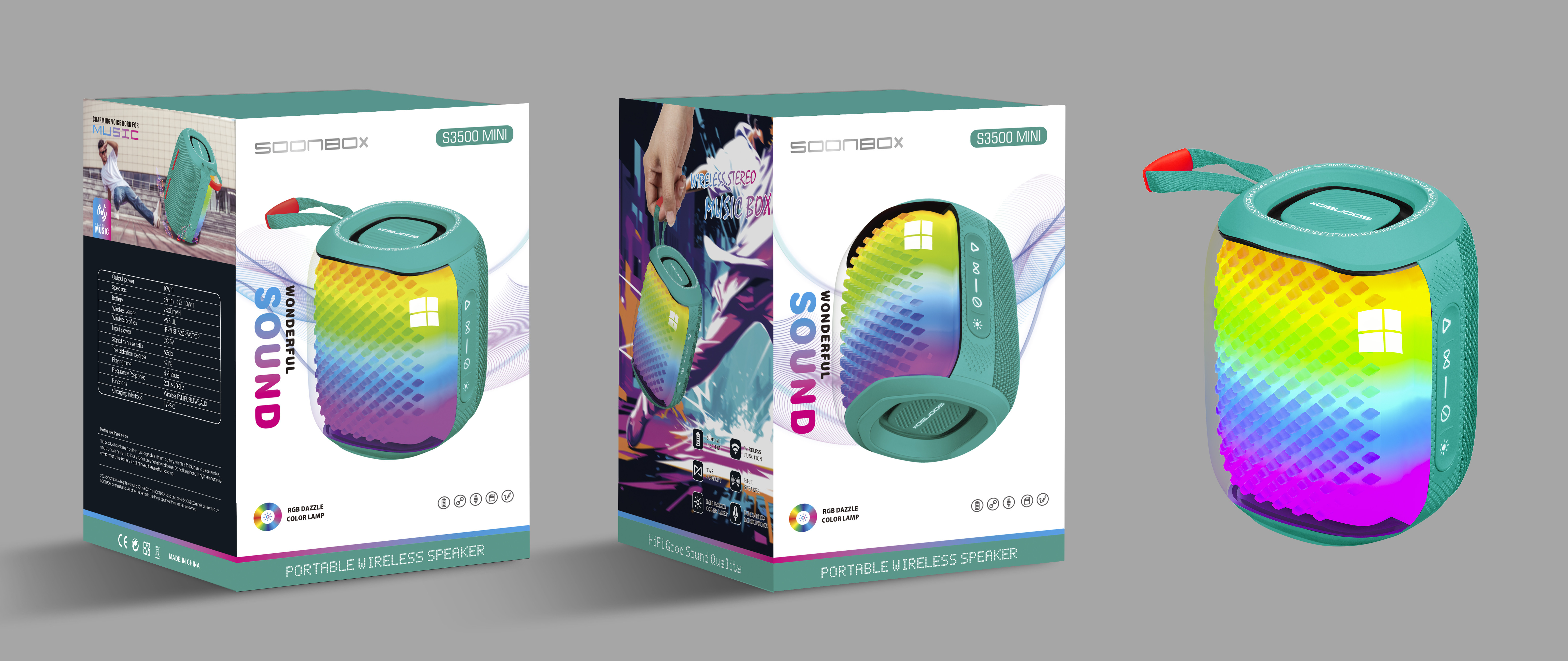 Prijenosni bluetooth zvučnik FM radio SOONBOX S3500MINI zeleni