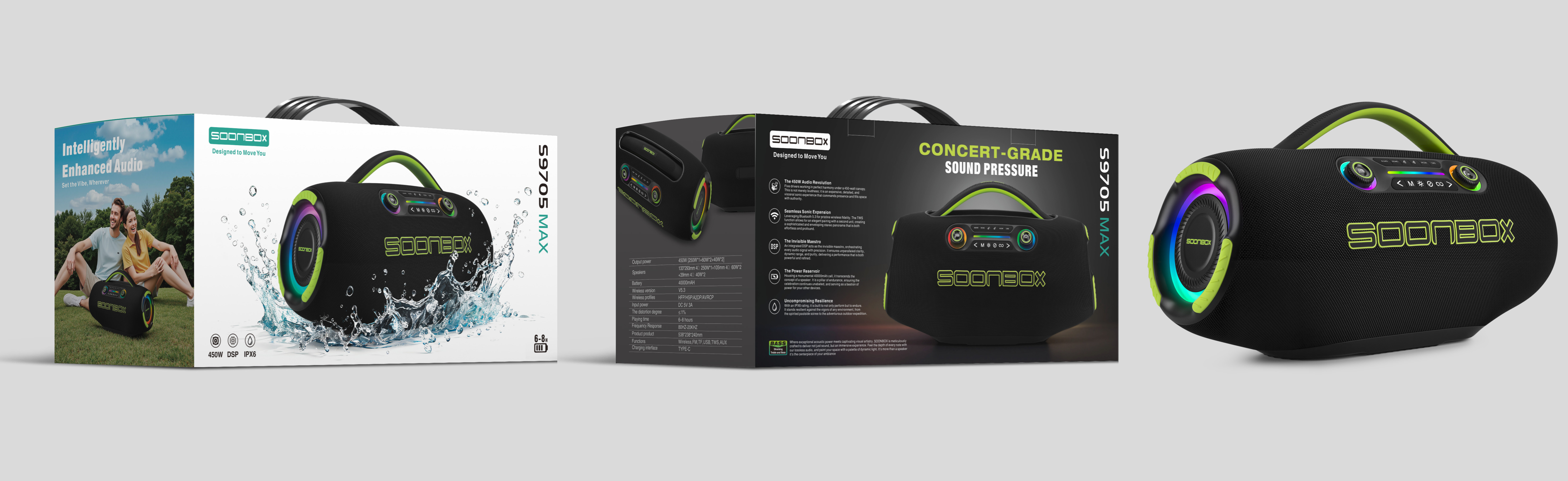 Prijenosni bluetooth zvučnik SOONBOX S9705MAX crni