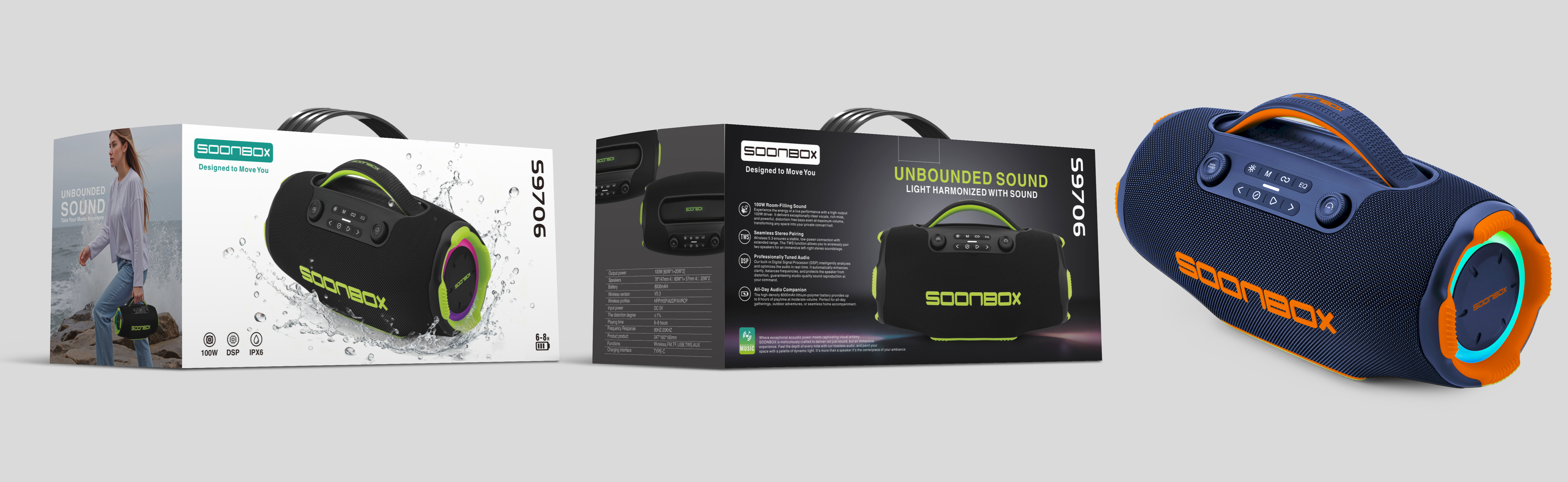 Prijenosni bluetooth zvučnik FM radio SOONBOX S9706