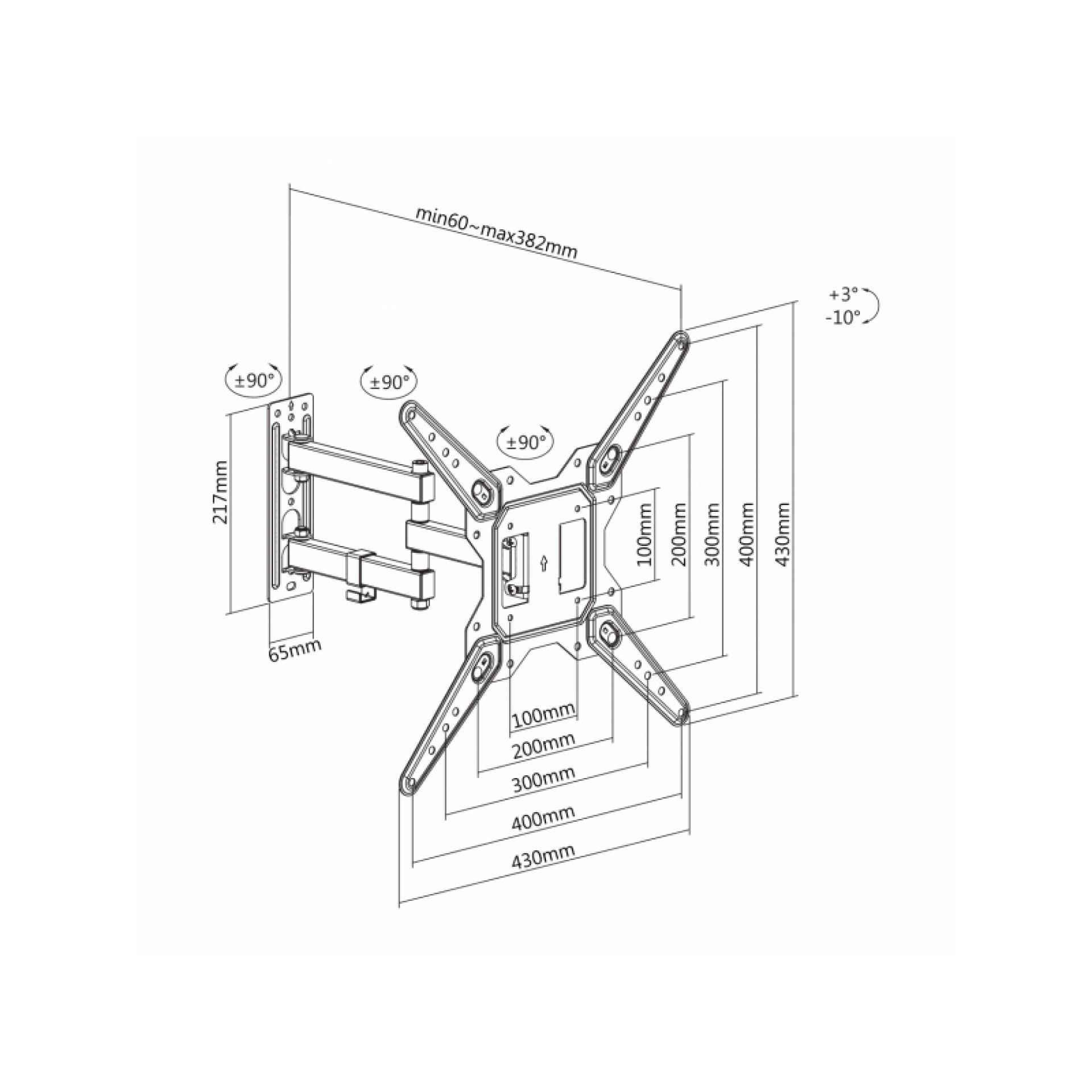 Zglobni nosač za TV 23" - 55" do 30kg SBOX LCD-443
