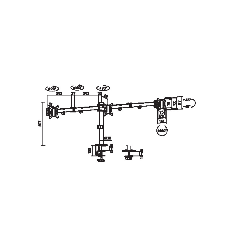 Stolni nosač za 3 monitora SBOX LCD-352/3-2