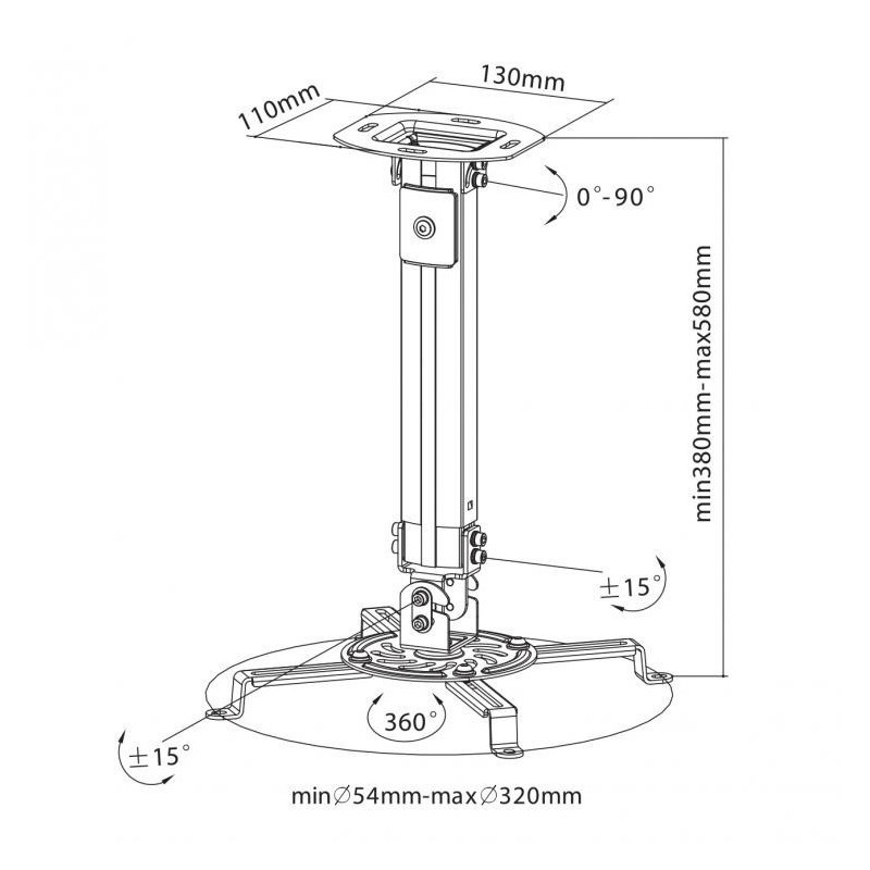 Stropni nosač za projektor SBOX PM-18S