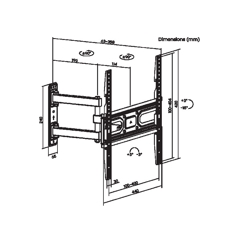 Zglobni nosač za TV 32" - 55" 35kg SBOX PLB-3644