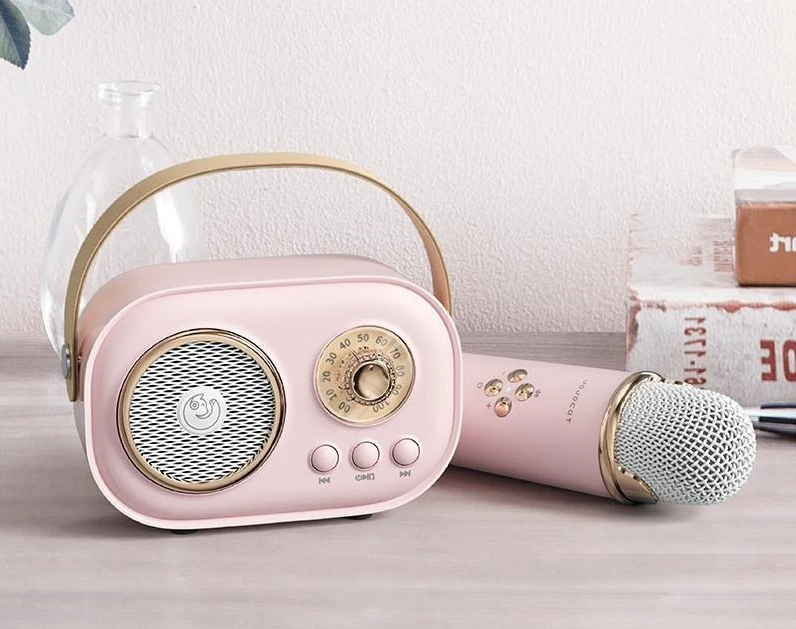 Mini karaoke radio zvučnik sa mikrofonom JOJOCUT C20 rozi