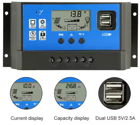 Solarni regulator punjenja sa ekranom 60A 12/24V PWM RBL-60A