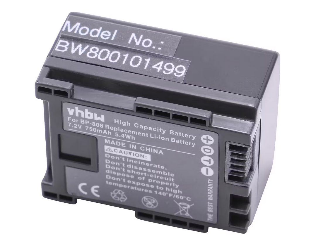 Baterija za video kameru CANON BP-808 7,2V 750mAh
