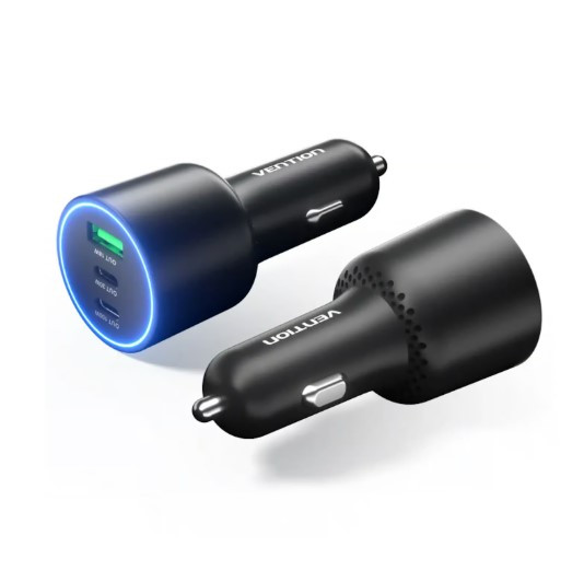 Auto punjač 2xUSB-C 1xUSB-A 100W VENTION crni