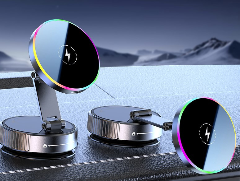 Magnetni rotacijski auto nosač sa MagSafe punjenjem za telefon i RGB svijetlom K5