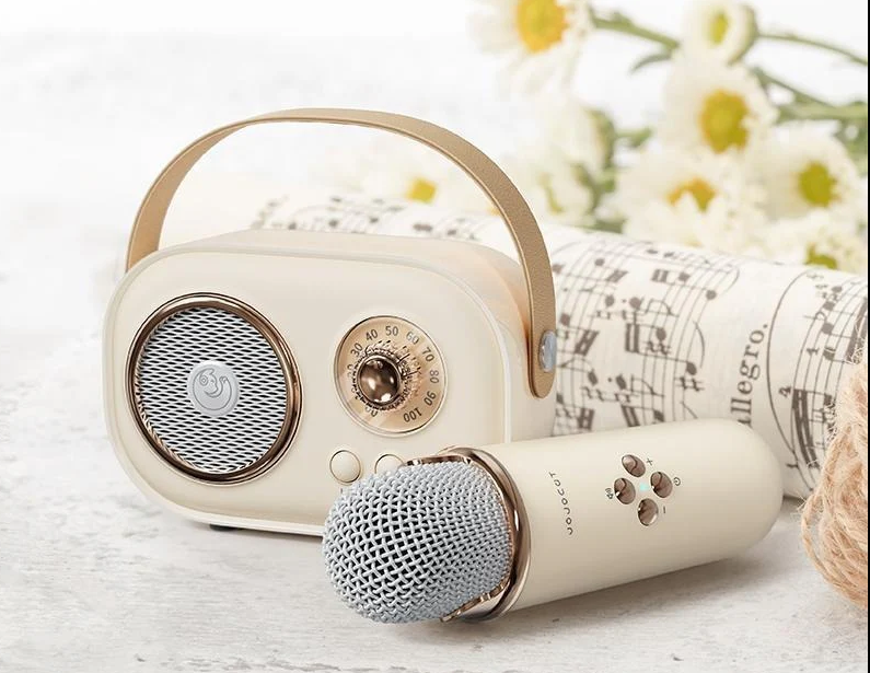 Mini karaoke radio zvučnik sa mikrofonom JOJOCUT C20 bež
