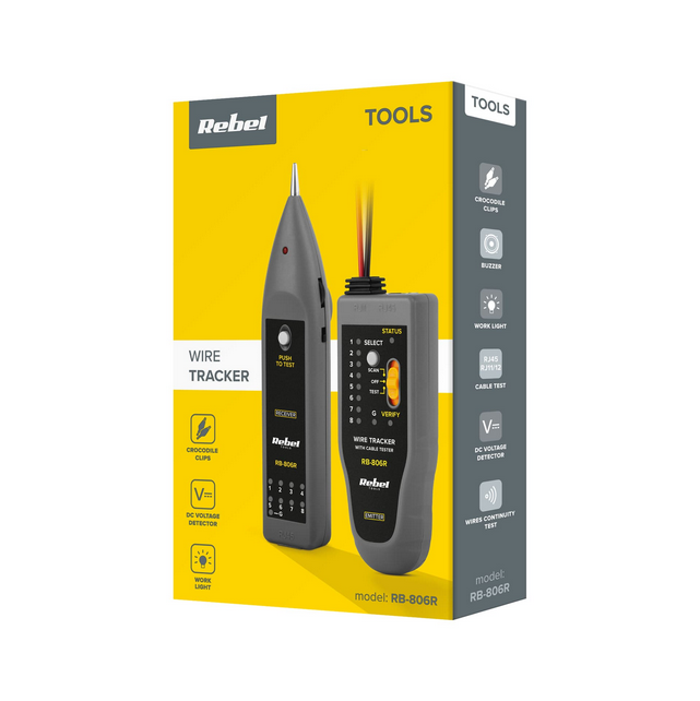 Tragač mrežnih kablova sa zujalicom i testerom REBEL RB-806R