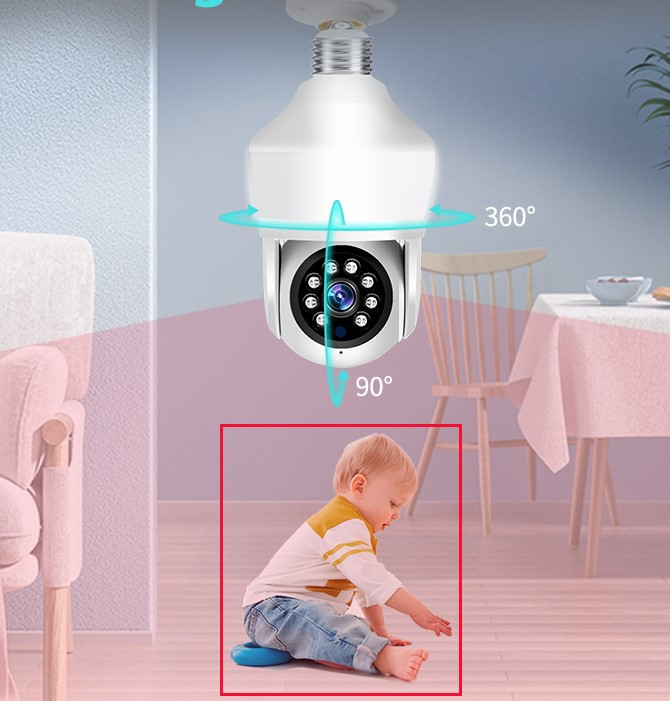 Pametna sigurnosna kamera sa 360 rotacijom i LED sijalicom E27 5MP