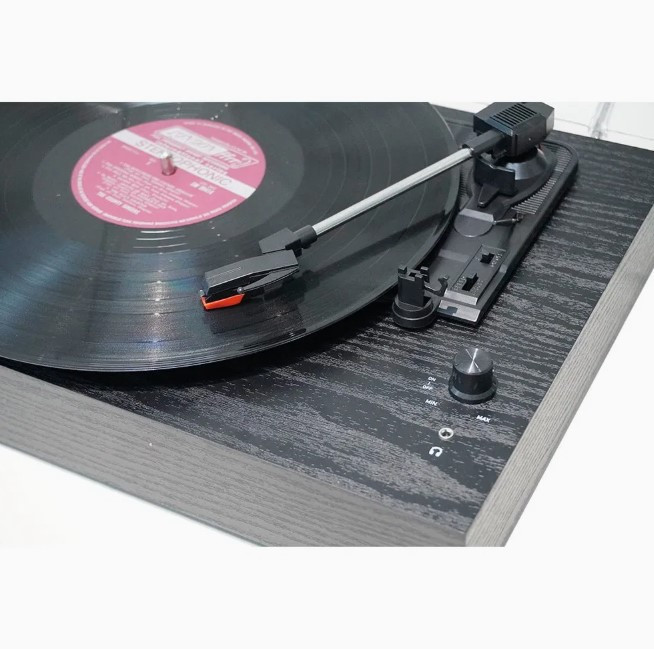 Elegantni retro drveni bluetooth gramofon sa poklopcem piano crni TR104